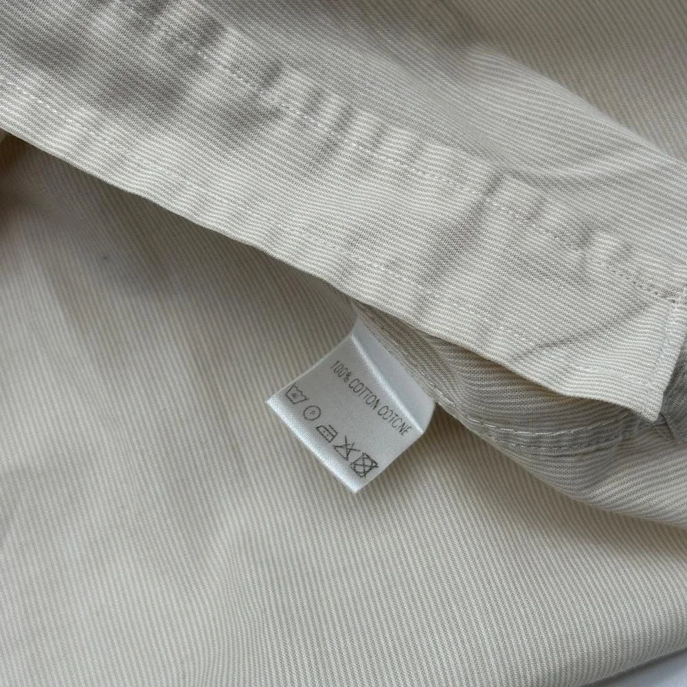 Ermenegildo Zegna Mens Beige Micro Stripe Cotton Button Down‎ Shirt Size 42 16.5